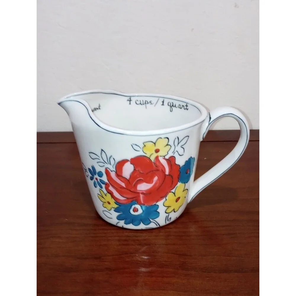 Anthropologie Molly Hatch Floral 1 Quart Measuring Cup